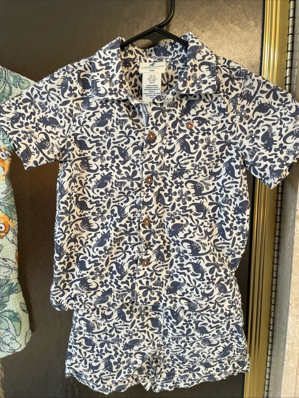 Lot of 2 Boys Short Sleeve Shirts & Shorts Sets Sz 4: Bluey And Caribbean Joe